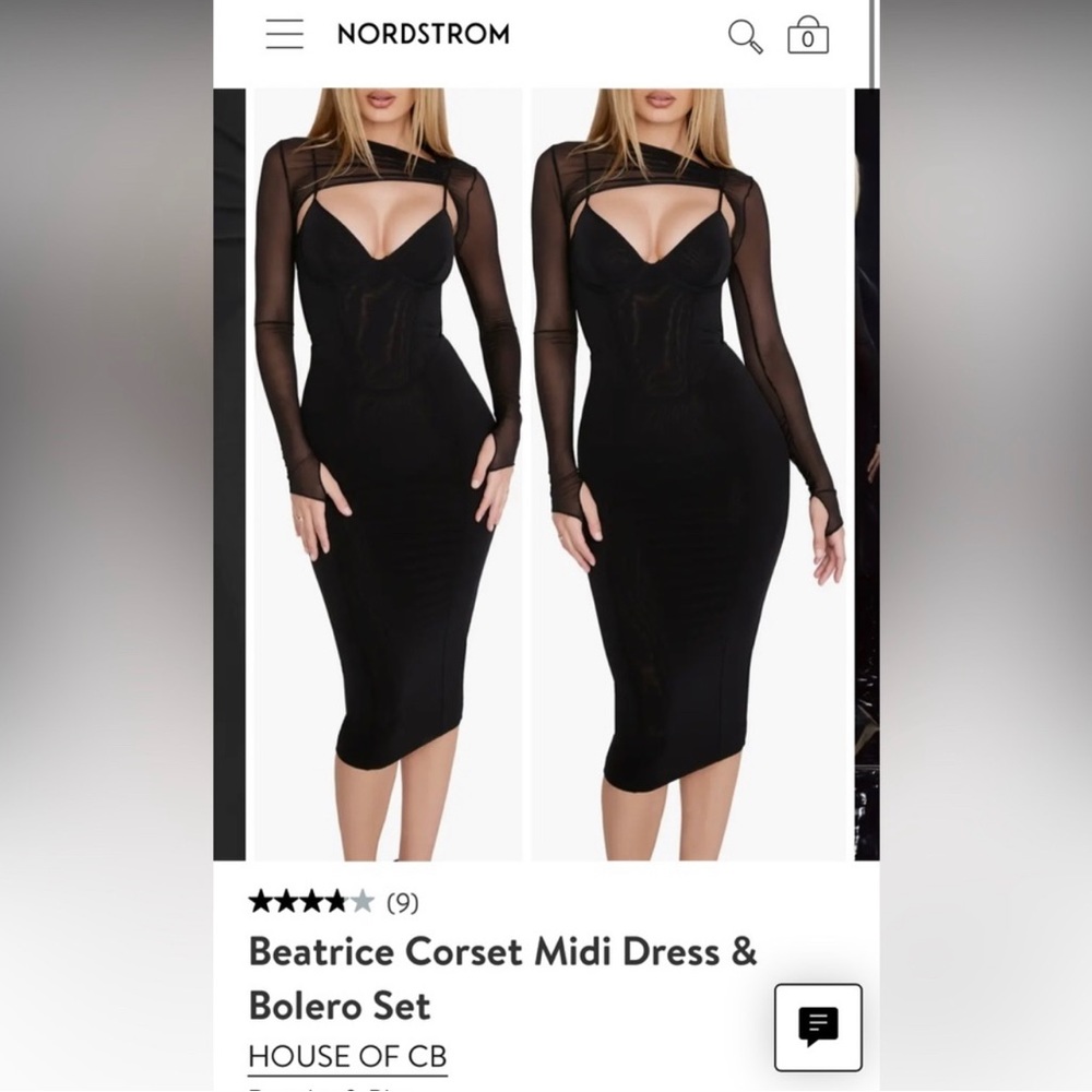 House of cb black Beatrice corset midi dress size xs